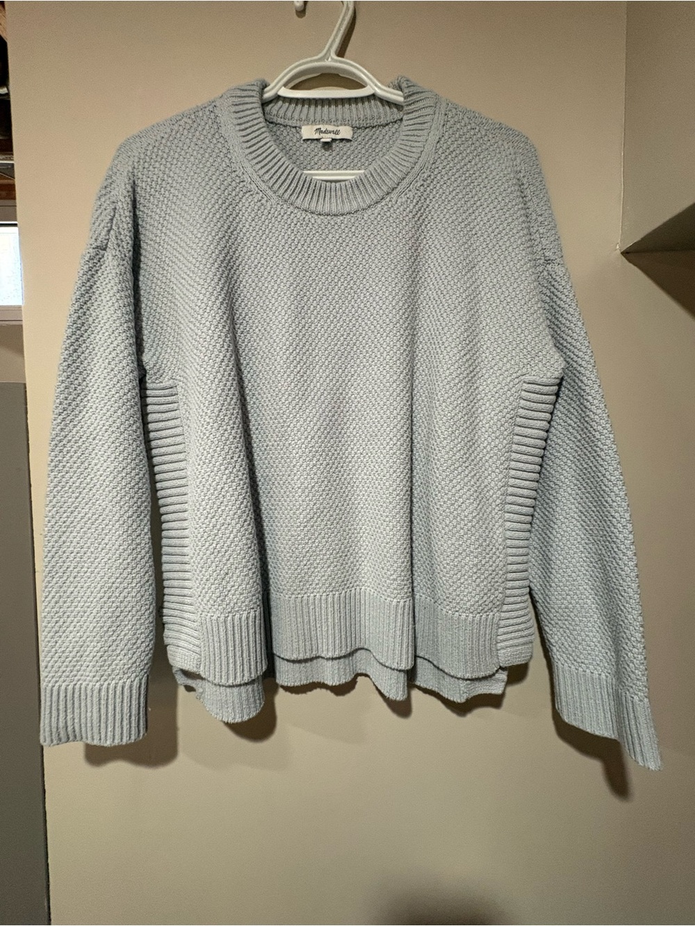 Madewell Light Blue Textured Crewneck Sweater